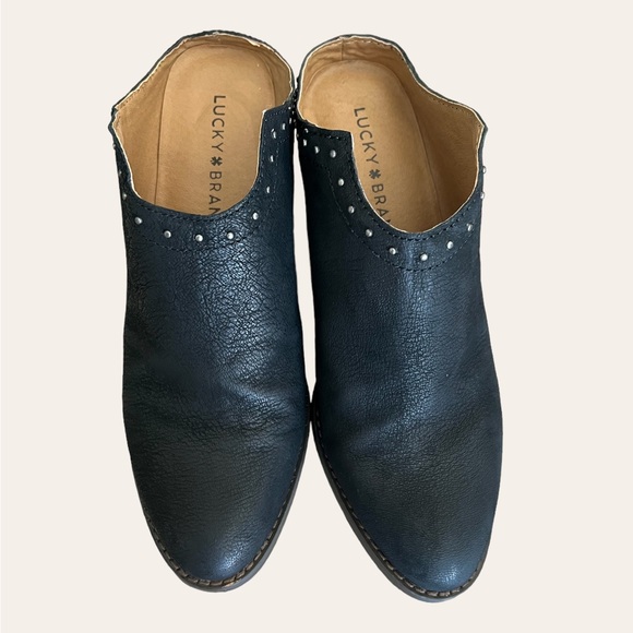 Lucky Brand Mabri Leather Mules Black Studded - Picture 2 of 8